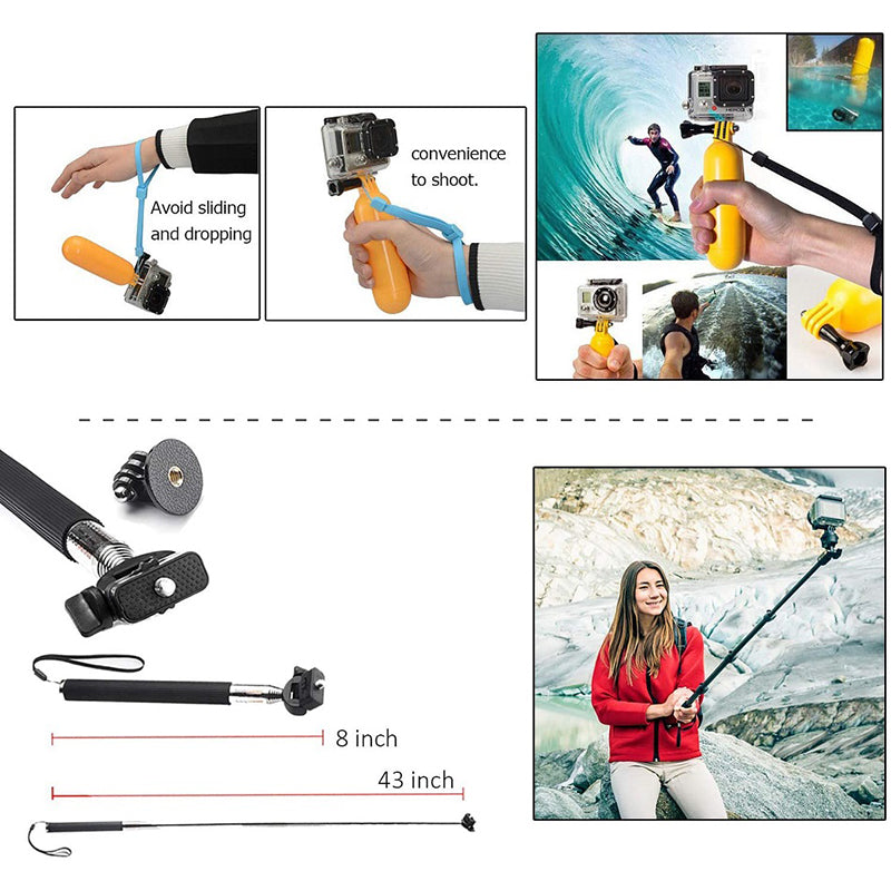 Universal 10-in-1 Sports Camera Accessories Kit for GoPro Hero 9 / 10 / 11 / 5 / 6 / 7 / DJI Universal 10-in-1 Sports Camera Accessories Kit for GoPro Hero 9 / 10 / 11 / 5 / 6 / 7 / DJI